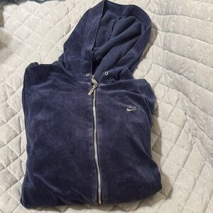 Nike Dark Blue Velour Zip Hoodie